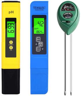 3 Pack Digitale Tester Ph Water Meter 3 In 1 Tds Ppm Meter Bodem Ph Tester Hoge Nauwkeurigheid Auto Kalibratie pen Type Ec Temp