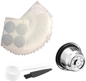 3 Pack Herbruikbare Nespresso Capsules Met 100 Folie Deksels-Rvs Hervulbare Koffie Pods Voor Nespresso