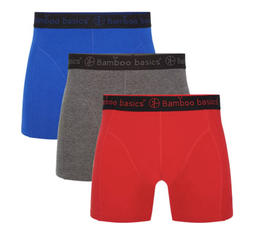 3-Pack Heren Bamboe Boxershorts Rico – Blauw/Grijs/Rood - Maat S