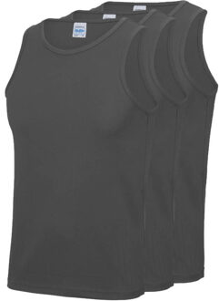 3-Pack Maat M - Sport singlets/hemden grijs voor heren - Hardloopshirts/sportshirts - Sporten/hardlopen/fitness/bodybuilding - Sportkleding top grijs voor mannen