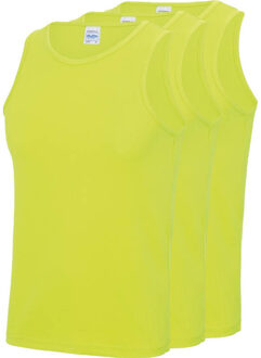 3-Pack Maat XXL - Sport singlets/hemden neon geel voor heren - Hardloopshirts/sportshirts - Sporten/hardlopen/fitness/bodybuilding - Sportkleding top neon geel voor mannen