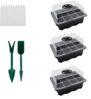 3 Pack Mini Kas Voor Zaaien Lade Zaaien Tray Met Deksel 12 Cellen Per Lade #35