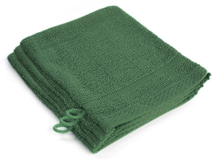 3-PACK Washandjes - Dekbed-Discounter.nl Donkergroen