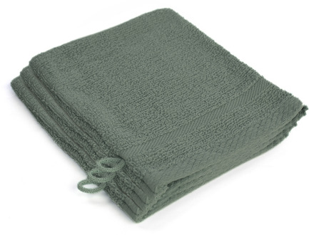 3-PACK Washandjes - Dekbed-Discounter.nl Olijfgroen