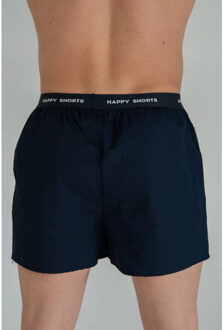 3-pack wijde boxershort gestipt geblokt effen blauw - XL