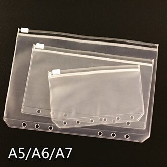 3-Packs Clear Plastic Rits Zakken Voor 6-Ring Notebook Bindmiddel (1 Voor A5 Bindmiddel, 1 Voor A6, 1 Voor A7)