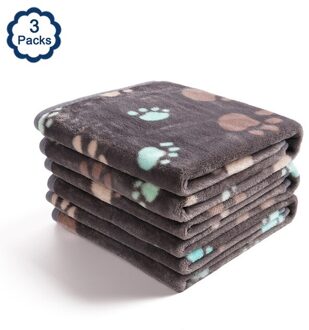 3 Packs Huisdier Kat Deken Super Zachte Pluizige Premium Fleece Poot Foot Print Warm Flanel Gooi Voor Hond Puppy Kat Paw grijs / S 60x40cm