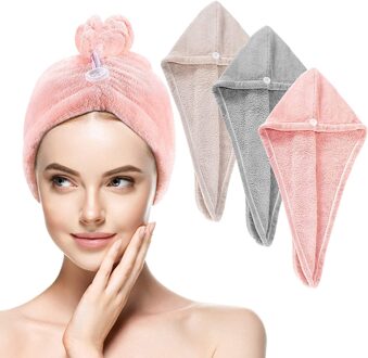 3 Packs Van Microfiber Haar Cover, Super Absorberend En Sneldrogend Tulband Super Absorberende Handdoek Hoed Voor Vrouwen
