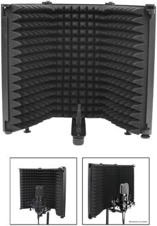 3 Panel Microfoon Isolatie Schild Akoestische Schuimen Panel Studio Opname Microfoon Accessoires Zwart 26x30cm