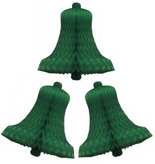 3 papieren kerstklokken groen 50 cm - Hangdecoratie