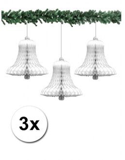 3 papieren kerstklokken wit 50 cm - Hangdecoratie