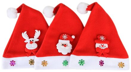 3 Pc Kerst Hoeden Volwassenen Kids Kinderen Kostuum Kerstman Sneeuwpop Rendier Festival Hoed