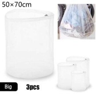 3 Pcs 50*70 Dikke Nylon Trekkoord Trekkoord Tas Polyester Mesh Opbergtas Speciale Waszak Voor Wasmachine