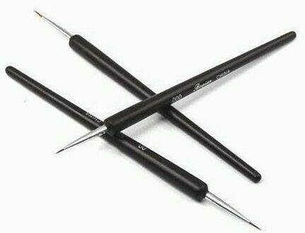 3 Pcs Acryl Franse Nail Art Schilderen & Puntjes Pen Polish Borstels Black Cool