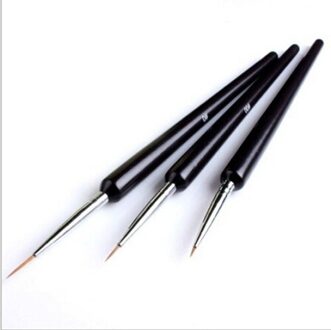 3 Pcs Acryl Franse Nail Art Schilderen & Puntjes Pen Polish Borstels Black Cool