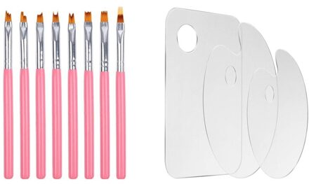 3 Pcs Acryl Verf Palet Helder Art Palet & 8 Stuks Kleur Verf Pen Set