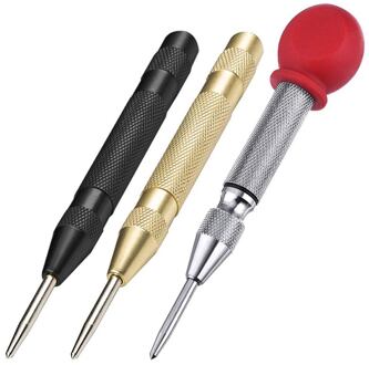 3 Pcs Automatische Center Punch Tool, 5 Inch Lente Geladen Verpletterende Hand Tool Met Kussen Cap En Verstelbare Impact-Goud, Zwart,