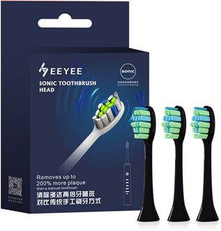 3 Pcs Elektrische Tandenborstel Heads Vervanging Heads Opzetborstels zwart