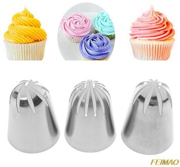 3 Pcs Grote Nozzle Gebak 304 Rvs Icing Piping Tips Cake Decorating Gereedschap Diy Dessert Gebak