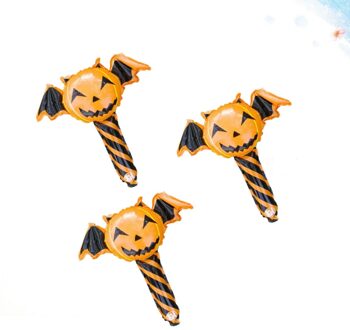 3 Pcs Halloween Ballon Sticks Pompoen Cartoon Feestartikelen Speelgoed Handheld Ballon Folie Ballonnen oranje zwart