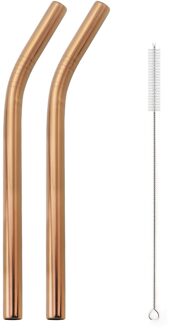 3 Pcs Herbruikbare Rietje Set 304 Roestvrij Staal Stro Metalen Gebogen Stro Bubble Stro Met Cleaner Brush Party Bar accessoire roos