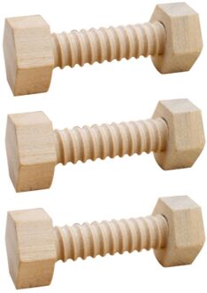 3 Pcs Houten Schroef Moer Building Montage Blokken Handen-Op Onderwijs Aid Early Educatief Puzzel Speelgoed Voor Kind