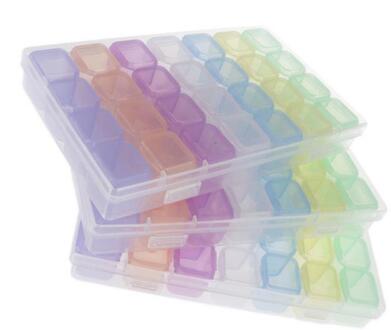 3 Pcs Kleurrijke Opbergdoos Met 28 Grids Kralen Pil Kleine Items Container