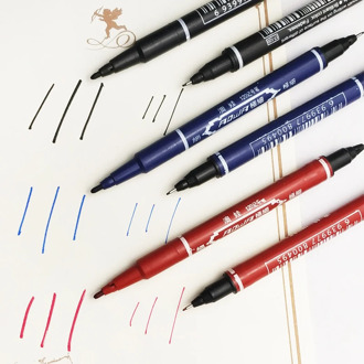 3 pcs/lot 3 Color Black Red Blue Double Oil Marker Pen 2 functions Water-based pen Office painting work pen Wholesale promotion