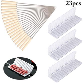 3 PCS Milieuvriendelijke BBQ Spies Maker Creatieve Herbruikbare Vlees Spiesjes Maker BBQ Gereedschap Met 20 Spies Voor Outdoor Reizen