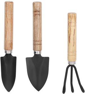 3 pcs Mini Plant Tuingereedschap Set Mini Spade Klauw Hark Schop Bloemen Planten Houten Handvat Metal Head Tuingereedschap