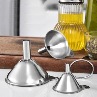 3 Pcs Mini Trechter Roestvrij Stalen Trechter Set Inblikken Kleine Flessen Inblikken Afneembare Zeef Trechter