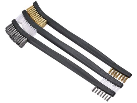 3 Pcs Mini Wire Brush Set Staal Messing Nylon Reinigen Polijsten Detail Metaal Roest Borstel Boor Borstel Staalborstel