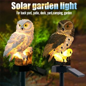 3 Pcs Novelty Bird Repeller Led Solar Light Outdoors Tuin Solar Lamp Uil Ornament Dier Vogel Yard Outdoor Zonne-verlichting lampen 3stk (2Owl 1Squirr)