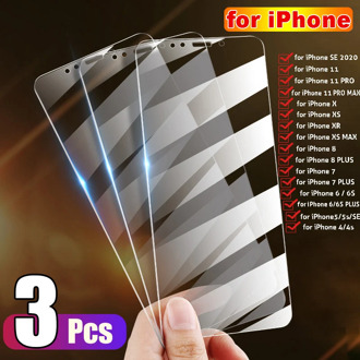 3 Pcs/pack Tempered Glass Screen Protector for Iphone X XS 11 Pro Max XR 6 7 8 Plus IPhone SE 2020 Protective Front Film