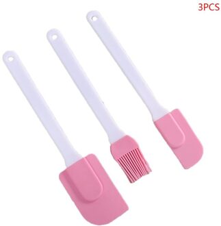 3 Pcs Pastry Brush Set Met Koken Borstel Schraper Roze Kleuren Siliconen Bakken Accessoire Barbecue Gereedschap