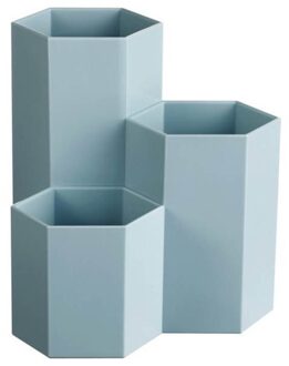 3 PCS Pen holder Combination Freshness Hexagon Pen Holder Simple Plastic PS Desktop Storage Box Student Office Supplies blauw