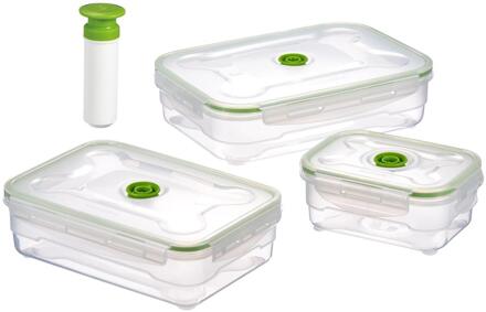 3 Pcs Plastic Voedsel Opbergdoos Set Koelkast Vriezer Voedsel Opbergdozen Microwavable Verse Vacuüm Doos Keuken Containers