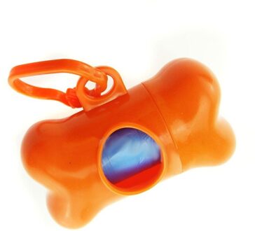 3 Pcs Plastic Zakken Mini Honden Zakken Dispenser Bone Doos Voor Huisdier Afvalzakken Draagbare Kattenbak Huisdier Outdoor carry Supply oranje