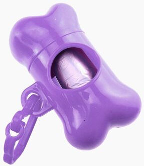 3 Pcs Plastic Zakken Mini Honden Zakken Dispenser Bone Doos Voor Huisdier Afvalzakken Draagbare Kattenbak Huisdier Outdoor carry Supply paars