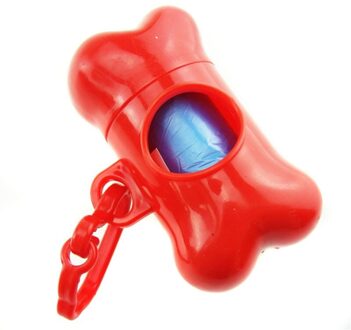 3 Pcs Plastic Zakken Mini Honden Zakken Dispenser Bone Doos Voor Huisdier Afvalzakken Draagbare Kattenbak Huisdier Outdoor carry Supply rood