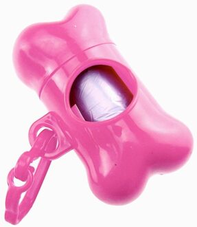 3 Pcs Plastic Zakken Mini Honden Zakken Dispenser Bone Doos Voor Huisdier Afvalzakken Draagbare Kattenbak Huisdier Outdoor carry Supply roze