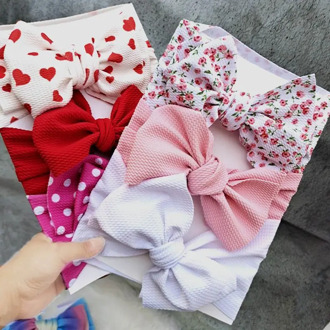 3 Pcs/Set Baby Girls Lovely Bow Hairband Elastic Wide Headband Stretch Knot Bandanas Turban Headdress Clothing Accessory