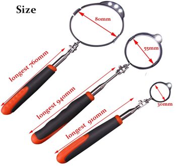 3 Pcs Verstelbare Reparatie Voertuig Chassis Telescopische Inspectie Spiegel Met Led Licht