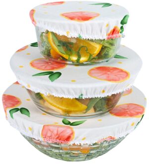 3 Pcs Wasbare Stofkap Herbruikbare Katoenen Kom Cover Servies Kom Opbergtas Vers Houden Doek Picknick Voedsel-behoud perzik