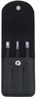 3 Pcs Wenkbrauw Pincet Rvs Slant Tip/Punt Tip/ Flat Tip Voor Ontharing Makeup Accessoires Met tas TSLM1 03