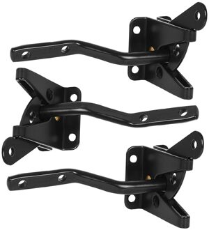 3 Pcs Zelfsluitende Poort Klink Automatische Zwaartekracht Hendel Voor Hout Hek Gate, Deurklinken, Staal, Zwart