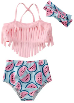 3 pieces children baby girl swimwear tassel watermelon kids girl swimsuit beach bathing suits toddler girl swimsuits