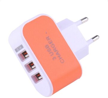 3 Poorten 3USB Eu Plug 5V 2A 3.1A Charger Adapter 220V Usb Hub Poort Voeding Opladen Plug stopcontact Adapter Socket Thuis oranje
