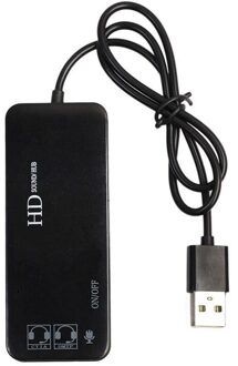 3 Port Usb 2.0 Hub Externe 7.1Ch Geluidskaart Headset Microfoon Adapter Voor Pc zwart