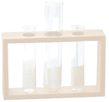3 Reageerbuizen Glas Planter Terrarium Bloemenvaas Met Houten Houder Voor Voortplanting Hydrocultuur Plant